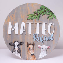 Load image into Gallery viewer, Name Sign 30" Hand Painted Animals