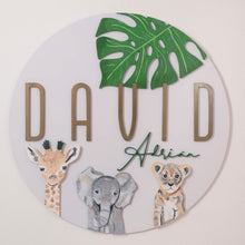 Load image into Gallery viewer, Name Sign 30" Hand Painted Animals