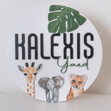 Load image into Gallery viewer, Name Sign 30" Hand Painted Animals