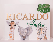Load image into Gallery viewer, Name Sign 30&quot; Hand Painted Animals
