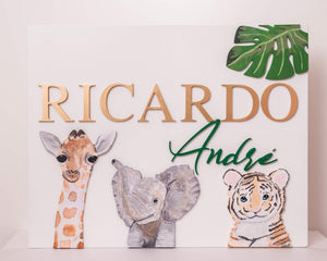 Name Sign 30" Hand Painted Animals