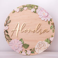 Load image into Gallery viewer, Floral Ring Extra FEE 30&quot; Name Sign
