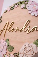 Load image into Gallery viewer, Floral Ring Extra FEE 23&quot; Name Sign
